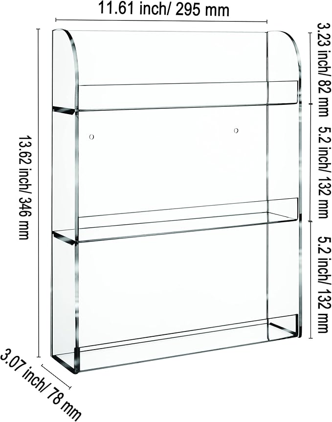AMT Acrylic Nail Polish Racks for the Wall. CLEAR Nail Polish Display. Young Living Essential Oils Organizer. Holds up to 48 Btls. Plus a Microfiber Cloth for Cleaning Purposes (3 Tier- 48)