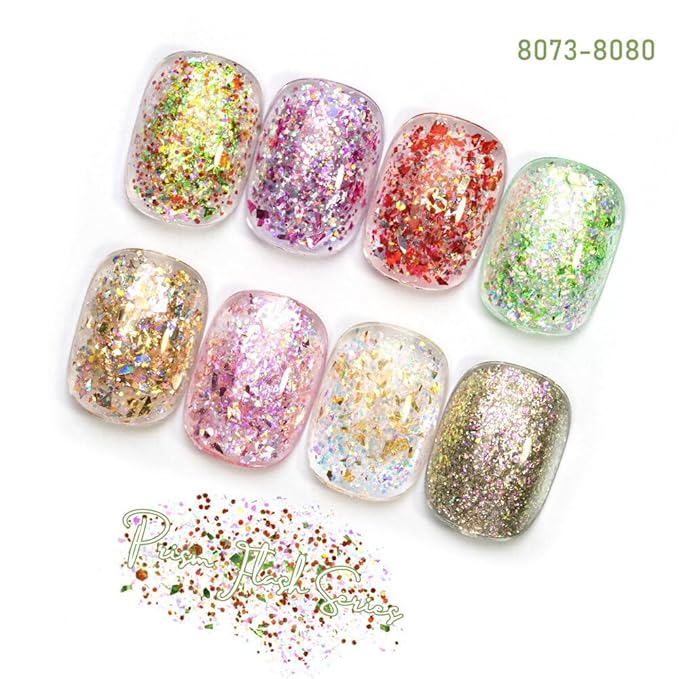 CANNI 8 Pcs 9 ML Glitter Gel Nail Polish Set, Shimmer Sparkly Red Shiny Pink Yellow Purple Blue Colors Gel Polish Kit Soak Off Led Nail Art Manicure Salon DIY