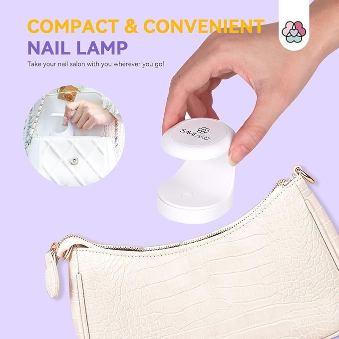 Saviland Mini Nail Lamp, Quick-Dry Gel Nail Lamp 16W, Portable U V Light for Easy and Fast Nail Extension, U V LED Curing Lamp for Manicure Starters DIY Nail Art