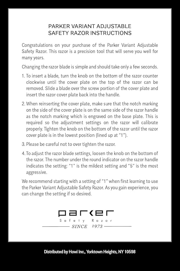 Parker 5-Blade Razor Handle for Fusion Blades – Weighted, Textured Grip for Smooth, Tug-Free Shaving | Luxury Gift-Ready Razor with Fusion Blade Included