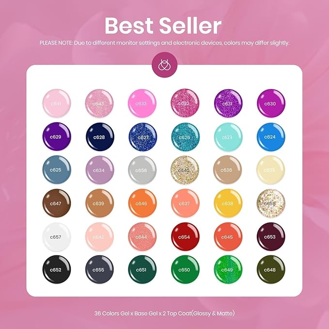 Beetles Gel Nail Polish Set 23Pcs Sparkle Red Pink Glitter Black Gel Polish Kit with 3Pcs Base Top Coat Soak off Uv Gel Polish Manicure Kit Gifts for Women Girls