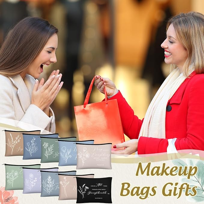 Jetec 30 Pcs Christian Gift for Women Religious Mother's Day Gifts Cosmetic Bags Inspirational Bible Verse Pencil Pouch Makeup Bags with Zipper for Travel Women Mother Sister(Simplicity Style)