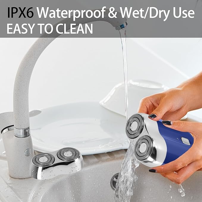 Mini Electric Shaver for Men, Upgrade Pocket Dual Head Shaver, Portable Razor for Men, Rechargeable Waterproof Compact Travel Electric Razor, USB Close Battery shavers (Blue)