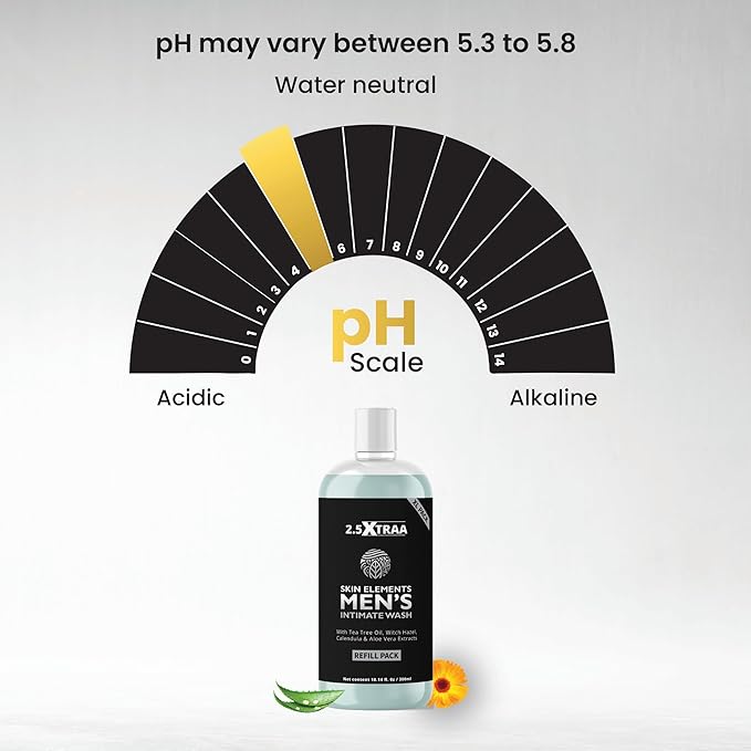 Skin Elements Men's Intimate Wash JUMBO Pack | with Refill | For 180 Days | 14.2 fl. oz | pH Balanced Hygiene Foaming Wash | Prevents Bad Odor | with Tea Tree Oil | Genital Wash | Super Saver Pack |