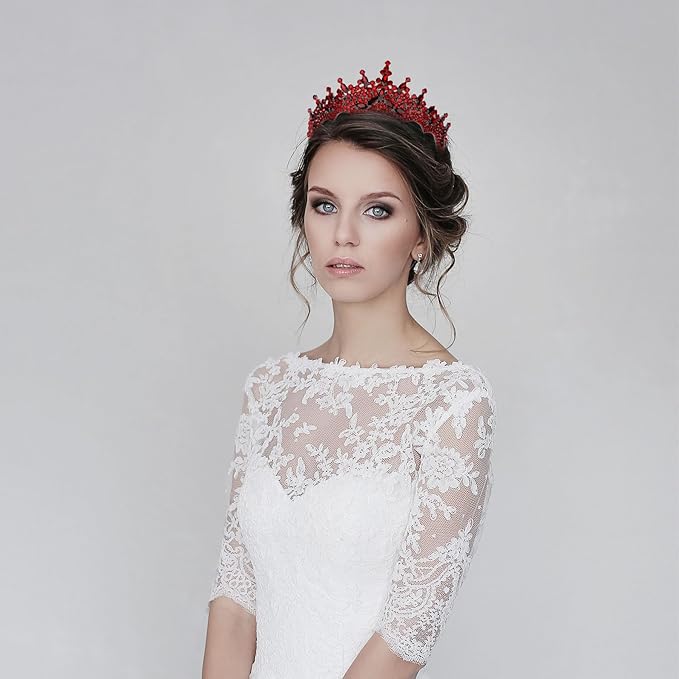 LIMELIA Women's Tiara for Henna Wedding Party|Glitter Hair Accessories for Bridal Birthday Pageant Prom Halloween Cos-play Christmas Party|Dence-Burgundy