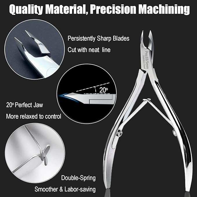LePinko Salon-Quality Cuticle Trimmer with Cuticle Pusher and Cuticle Scissors Set