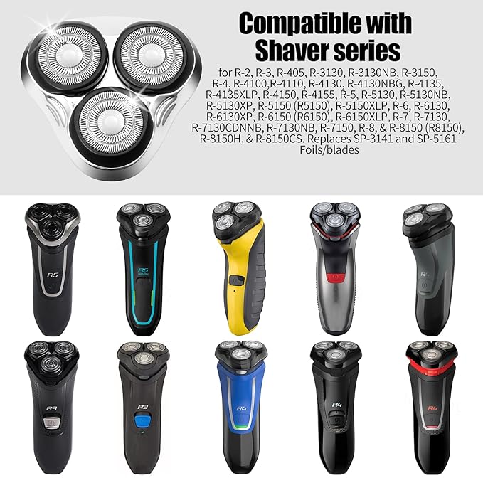 Universal Rotary Replacement Shaver Head,Compatible with Remington Shaver Series,for R3,R4,R5,R6,R7,R8,SP-3141 and SP-5161 Foils/Blades (Silver(1 Count))