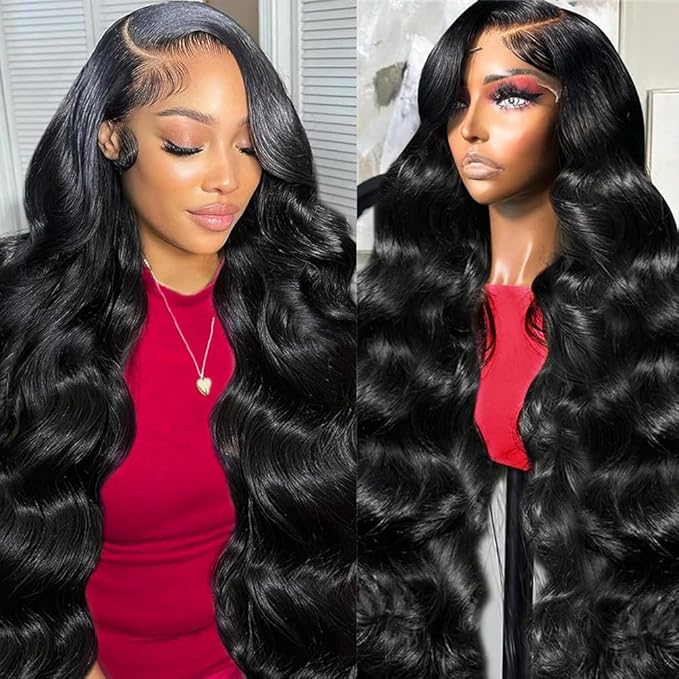 26 Inch Body Wave Lace Front Wigs Human Hair 13x4 HD Transparent Lace Frontal Wigs for Women 180% Density Glueless Human Hair Wigs Pre Plucked with Baby Hair Natural Hairline