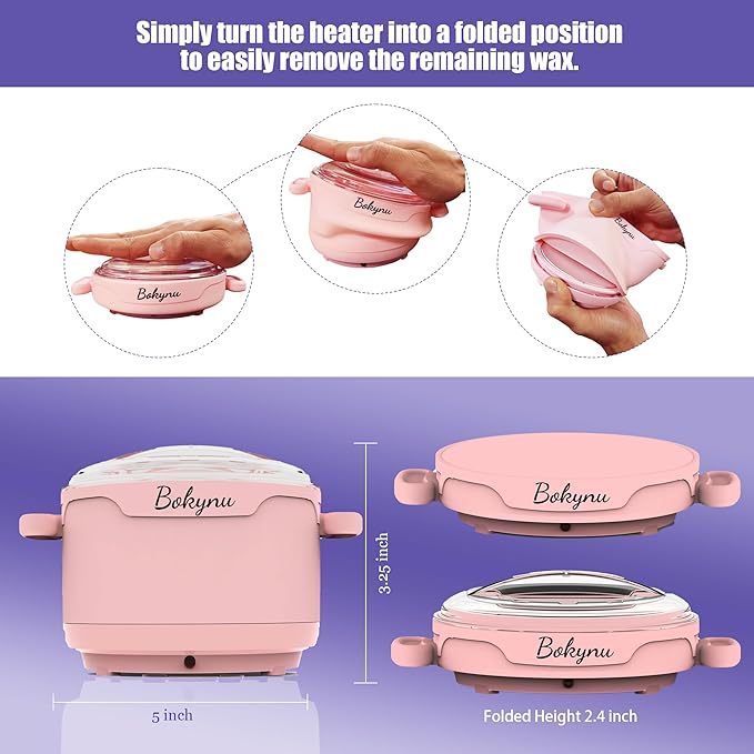 Facial Wax Warmer for Hair Removal, Home Bikini Sugar Waxing Kit for Women & Men, Collapsible Silicone Waxing Pot，Smart Temperature Control, Leg Face Body Eyebrow Wax Kit (Waxing Pot Only)