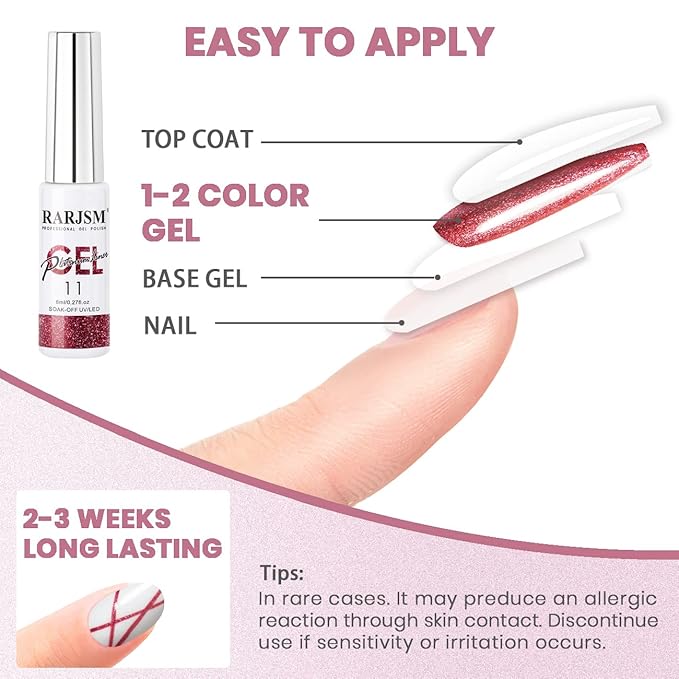 Painted Gel Nail Polish Set, Nail Art Gel Metallic Liner Painting Polish Set UV LED Gel 12 Colors Platinum Liner Gel Champagne Glitter Silver Rosa Gold Green Blue Purple Gel Paint for Nail Art Design