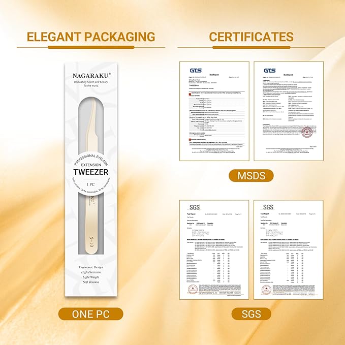 NAGARAKU Tweezers for Eyelash Extensions Curved Lash Tweezers for Volume Lashes Precision Pinzas Professional Easy Fanning Stainless Steel Precise Pointy Make Fans for Lashes Fanning(N-10)