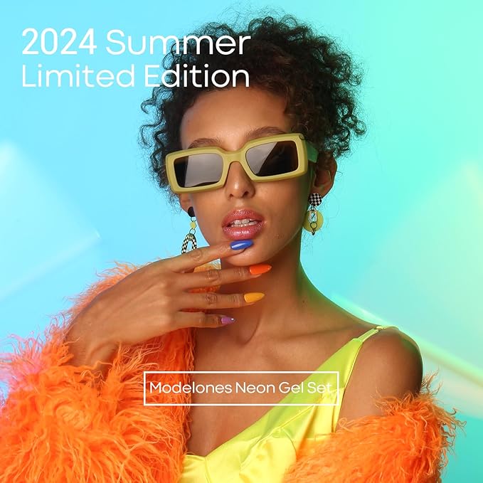 modelones Gel Nail Polish Kit -6 Colors Summer Pink Green White Black Gel Polish Set Soak Off Gel Nail Kit Manicure DIY Nail Art Salon Home Gift