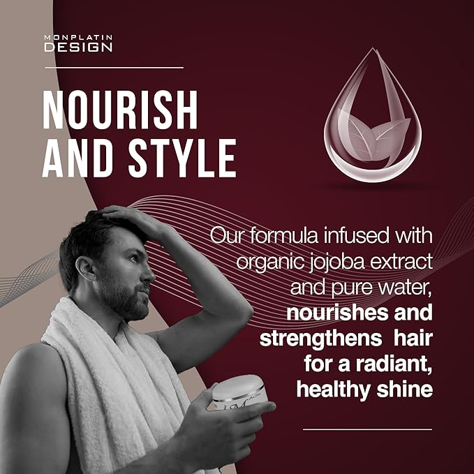 Mon Platin Professional Hair Wax - 150 ml Moisturizing Grooming Wax for Men's Wet and Shiny Look Styling with Jojoba Oil Essence and Pure Water for Scalp Enrichment