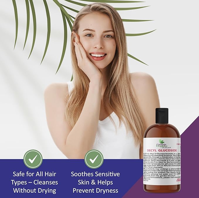 Dr Joe Lab Decyl Glucoside Natural Surfactant - Surfactants for Soap Making, Lauryl Glucoside, DIY Shower Gel, Skin Care, Body and Face Wash, Plant Derived, Natural - 16 Oz