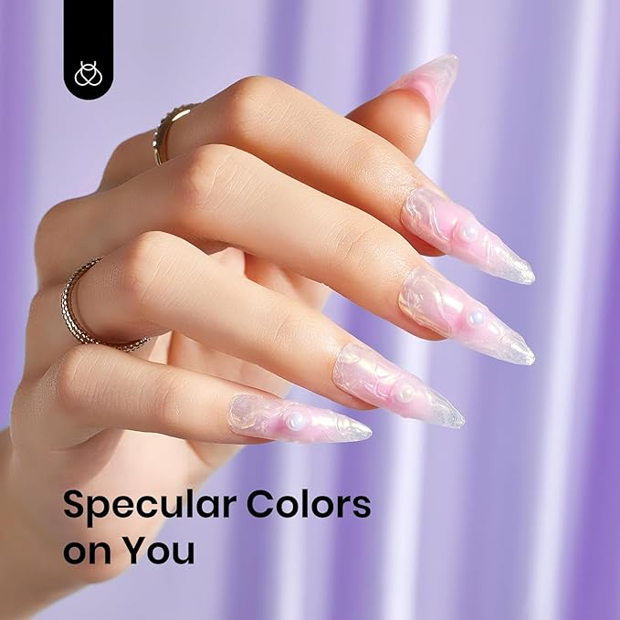 Beetles Pearl Chrome Nail Powder 4 Colors Metallic Mirror Effect Pigment Iridescent Aurora Mermaid Silver Pink Powder Kit for Gel Polish Nail Art Decoration Nail Trend DIY