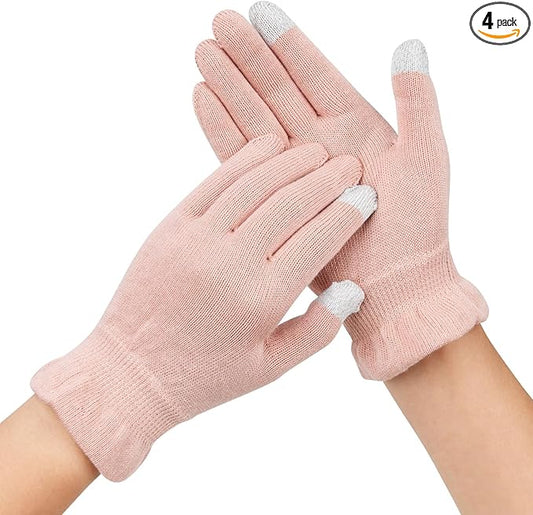 Donfri Cotton Moisturizing Gloves Overnight 2 Pairs Touchscreen Fingers for SPA Dry Hands Hand Care Day and Night Moisturizing (Small-Pink)