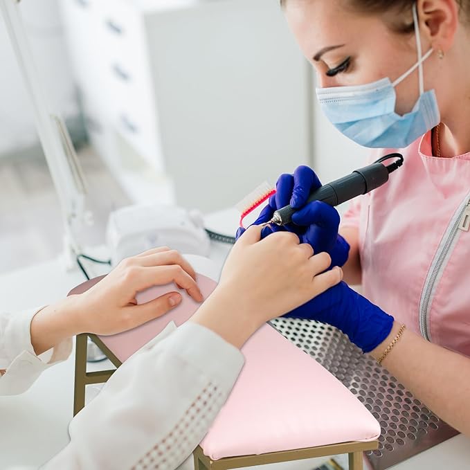 Arm Rest for Nails, Nail Arm Rest for Nail Tech with Microfiber Leather Nail Table Mat, Manicure Hand Rest Stand Nail Art Accessories Tool for Nails Tech（Pink）