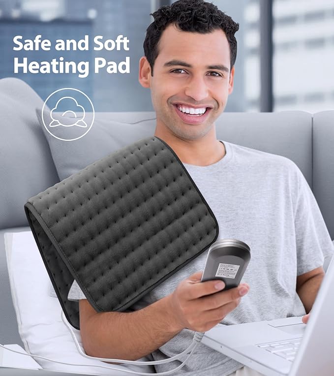 Heating pad for Back Pain Relief, Heating Pads for Neck, Shoulder, Fathers Mothers Day Gifts for Women, Men, Dad, Mom, Auto-Off,Machine Washable, Moist Dry Heat Options, Extra Large 12"x24"