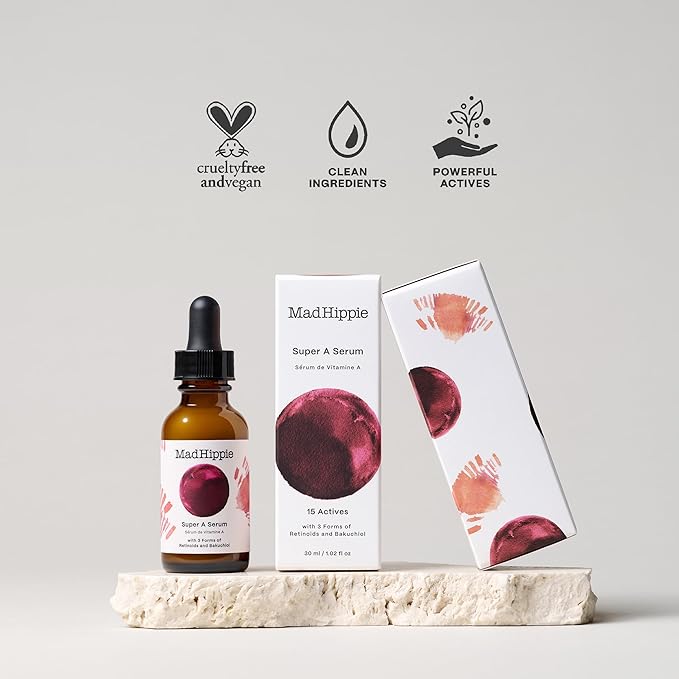 Mad Hippie Travel Face Serum Set – Skin-Brightening Vitamin C + Firming Super A Retinol, Day & Night Dual Pack, 0.5 Oz Ea