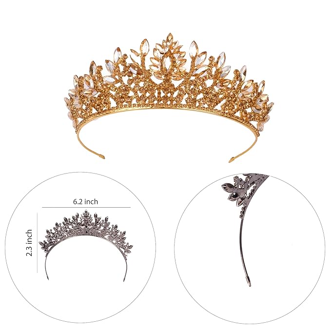 LIMELIA Women's Tiara for Henna Wedding Party|Glitter Hair Accessories for Bridal Birthday Pageant Prom Halloween Cos-play Christmas Party|Danver-Honey