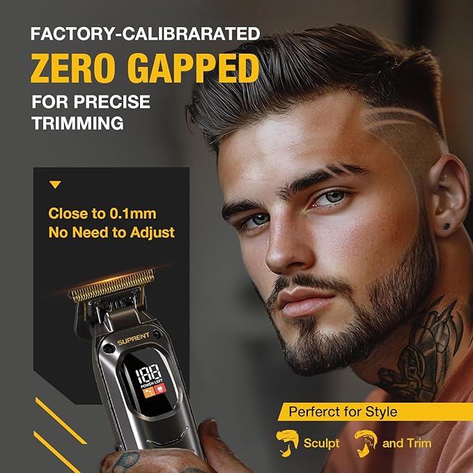 SUPRENT Cordless Hair Clippers for Men - Professional Hair Clipper & Trimmer Set, Wireless Hair Cutting Kit for Family, Rechargeable Cordless Hair & Beard Trimming Set for Men with LED Display