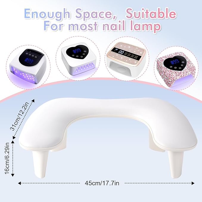 Arm Rest for Nails Tech Professional Manicure Hand Rest Pillow U-Shaped Soft PU Leather Detachable Manicure Hand Rest for Nails Toenails and Acrylic Nails Tech White