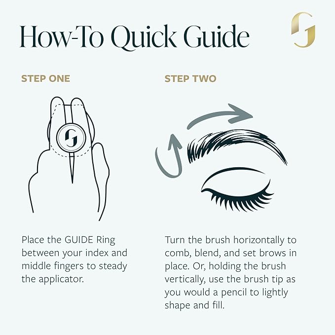 GUIDE Beauty Brow Moment, One-Stop Brow Gel with a Fine Tip Brush to Expertly Fill, Shape & Set Brows, Patented GUIDE Ring for an Easy, Secure Hold (Dark)