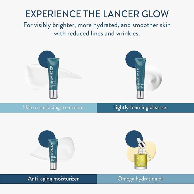 Lancer Skincare The Method Intro Kit, 3-Step Facial Exfoliator, Cleanser, and Moisturizer Kit for Oily or Congested Skin