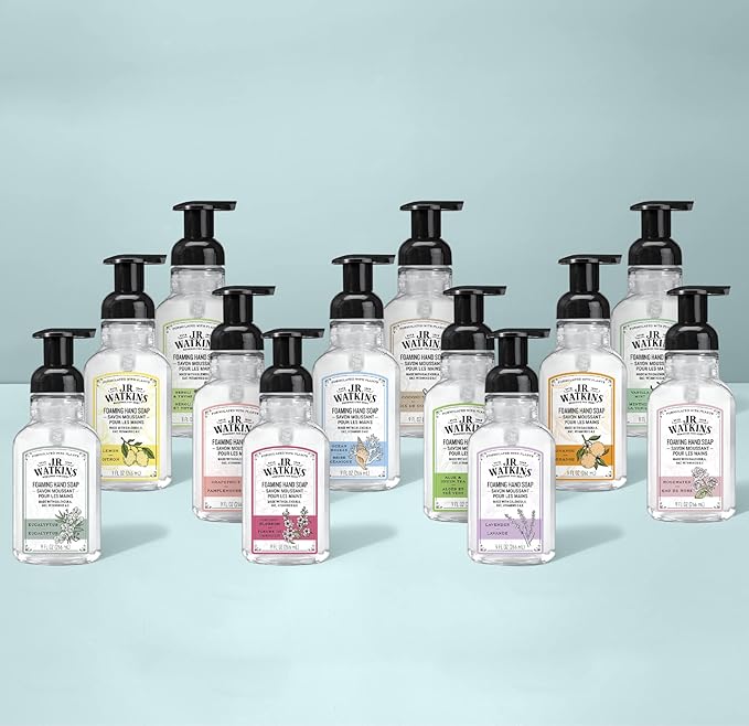 J.R. Watkins Foaming Hand Soap Pump with Dispenser, Moisturizing All Natural Hand Soap Foam, Alcohol-Free, Cruelty-Free, USA Made, Use as Kitchen or Bathroom Soap, Grapefruit, 9 fl oz, 6 Pack