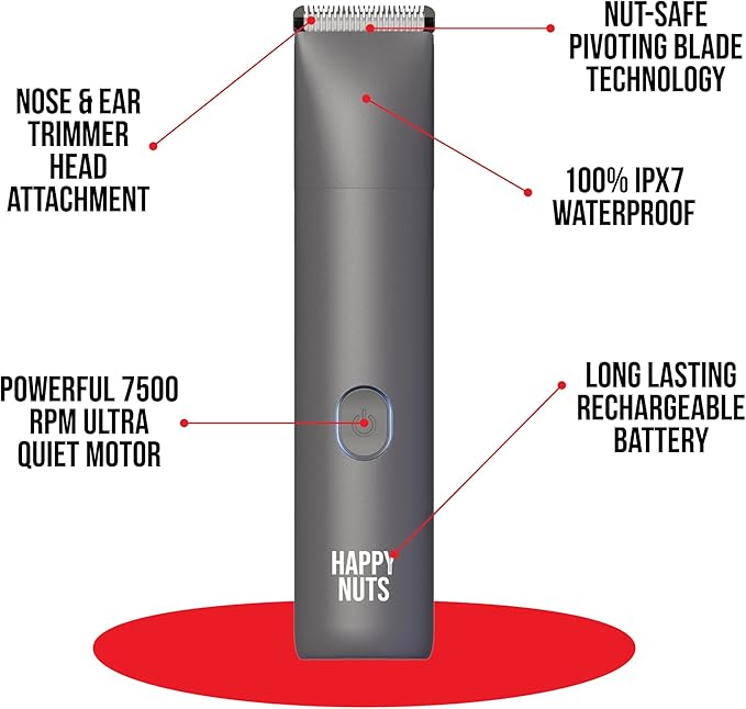 HAPPY NUTS The Lumberjack Electric Groin & Body Hair Trimmer for Men - Mens Body Groomer Kit for Privates - Smooth Ball & Pubic Hair Shaver (Graphite)