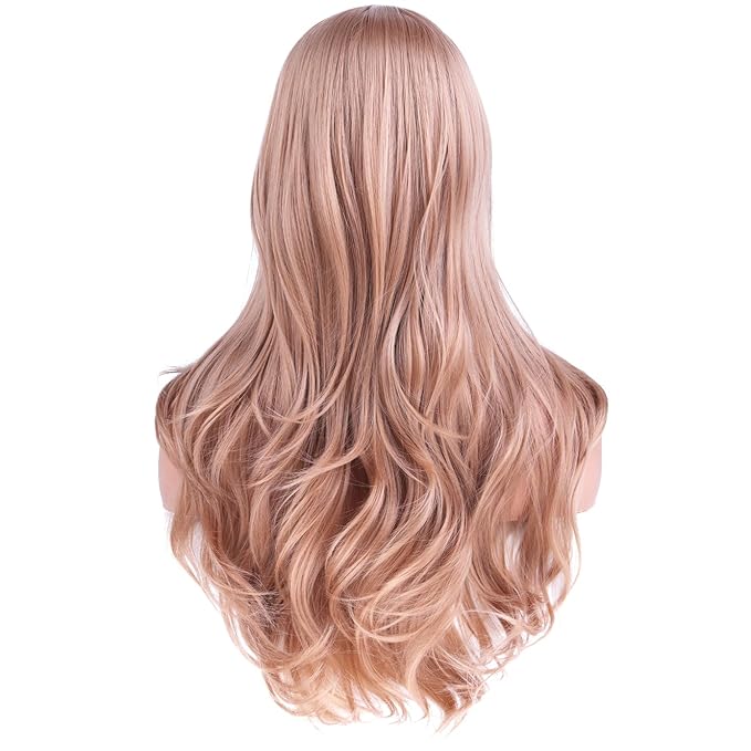 BERON Blonde Ginger Wigs Long Wavy Wig for Women Natural Curly Heat Resistant Synthetic Hair Wigs for Cosplay Party Daily or Use