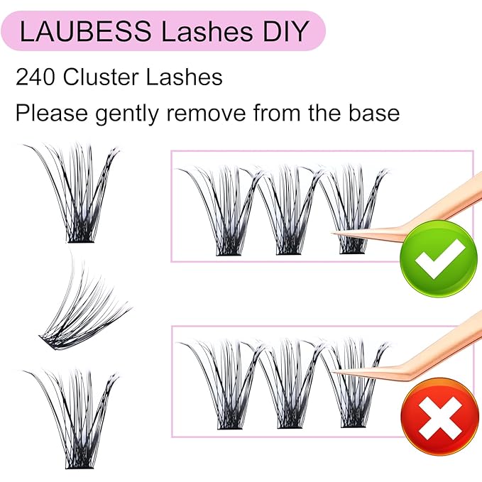 Eyelash Clusters LAUBESS Lash Clusters Individual Lashes Cluster Eyelash Extensions DIY at Home Waterproof Cluster Lashes (40D-C-14-18)