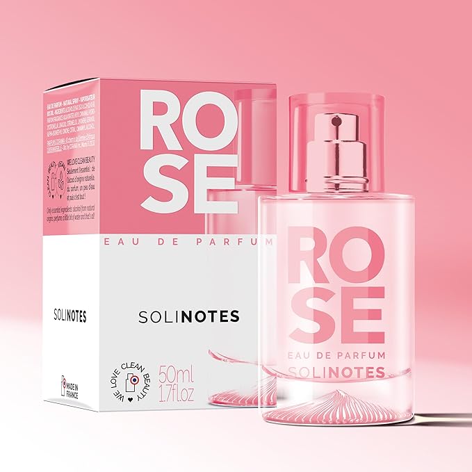 Solinotes Rose Perfume for Women, 1.7 Fl Oz/ 50 ML Eau De Parfum, Delicate Floral and Soothing Scent with Premium Ingredients - Clean Perfume, Cruelty Free, Vegan, Made in France