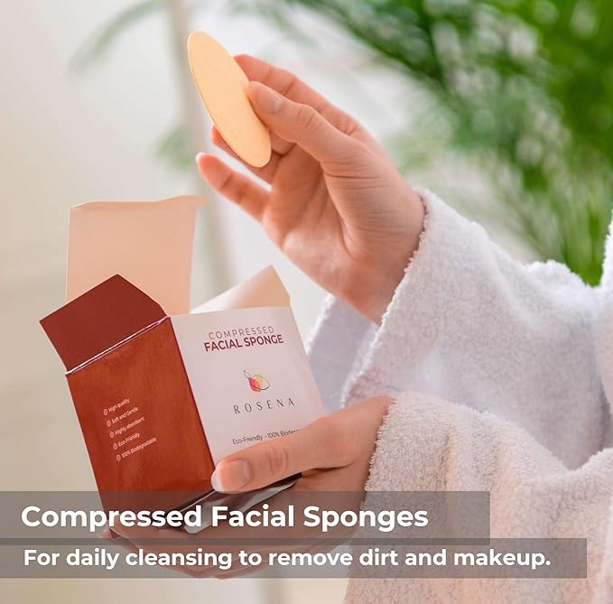 Massaging Dry Brushing Body Brush + Compressed Facial Sponges - Softer, Clearer, More Beautiful Skin Naturally