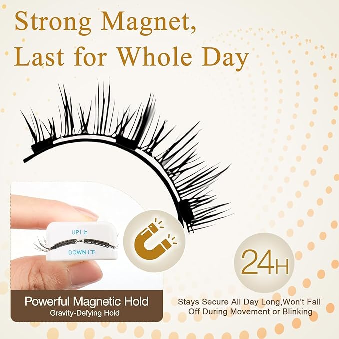 Ginani Magnetic Eyelashes Kit,Magnetic Eyelashes with Applicator Natural Look,Reusable No Glue Needed Soft Lashes,Easy to Wear and Remove(Fuller)