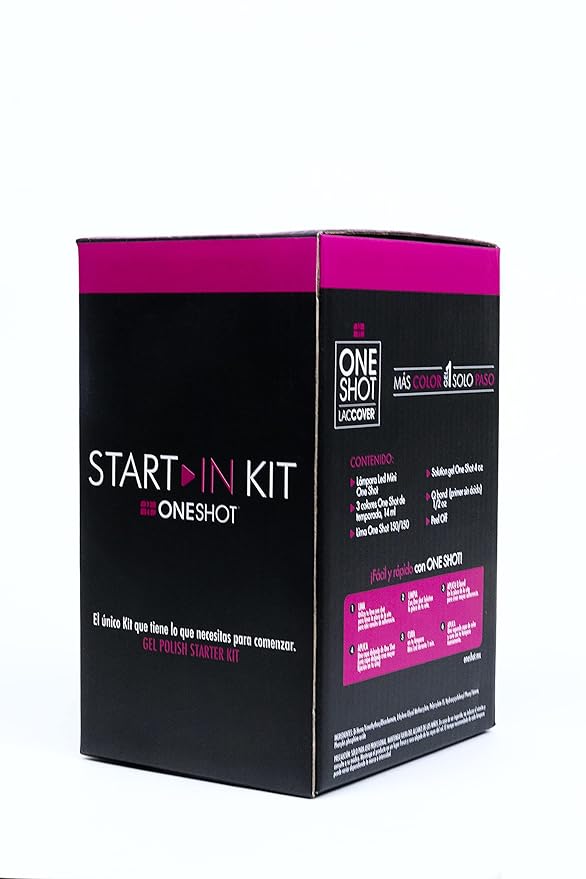 ONE SHOT LACCOVER - GEL NAIL POLISH SET KIT WITH 9W MINI LED LAMP, 7 PCS