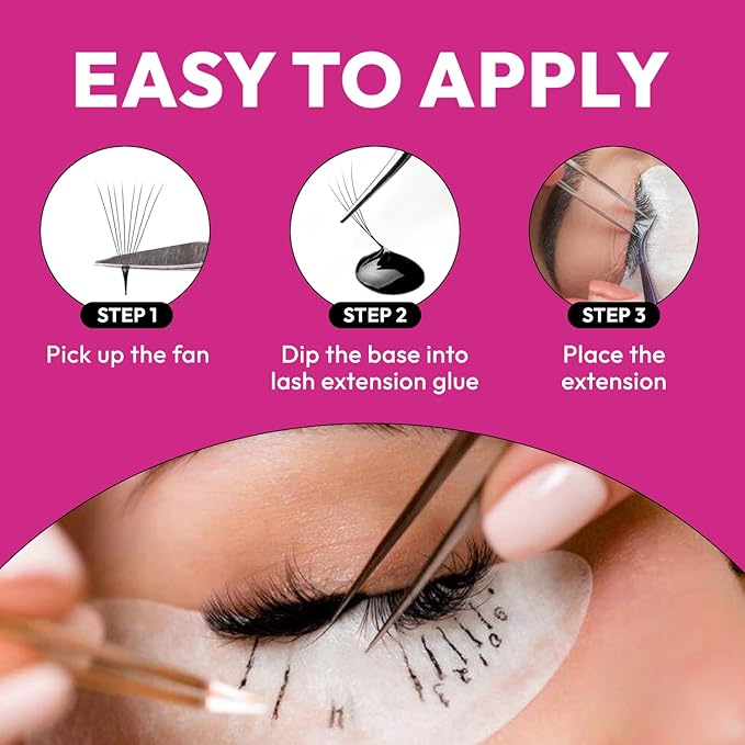 500 Promade Fans - 5D 0.05 Size 14mm Curl C - Volume Premade Lash Fans for Eyelash Extensions Middle Stem Handmade Loose Pre Made Eyelash Fluffy Soft Pointy Base