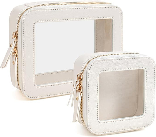 Clear Makeup Bag, Small Makeup Bag TSA Approved Toiletry Bag Cosmetic Travel Bag Cute Makeup Bag Organizer Makeup Case Pouch Car Essentials for Women Men