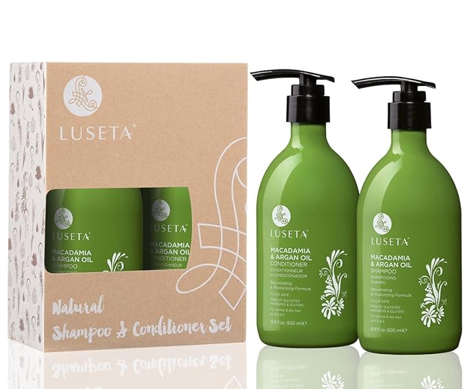 Luseta Macadamia & Argan Oil Shampoo & Conditioner Set, Rejuvenating & Moisturizing Hair, 2 x 16.9 Oz