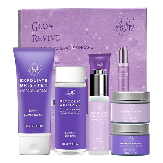 Daily Essential Skincare Set, Glycolic Acid+Vitamin C Facial Skin Care Sets & Kits, 5 In 1 Skin Care Gifts for Women w/Exfoliates Face Wash, Toner, Serum, Moisturizer, and Mask, Vegan & Cruelty-Free