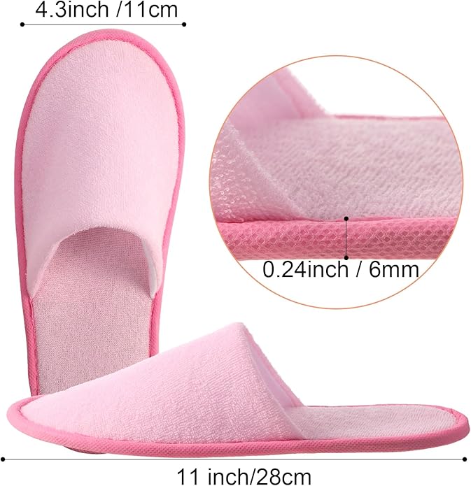 Geyoga 12 Pair Disposable House Slippers for Guests Non Slip Disposable Slippers for Spa Travel Hotel Shoeless Home Bride Bathroom Bedroom