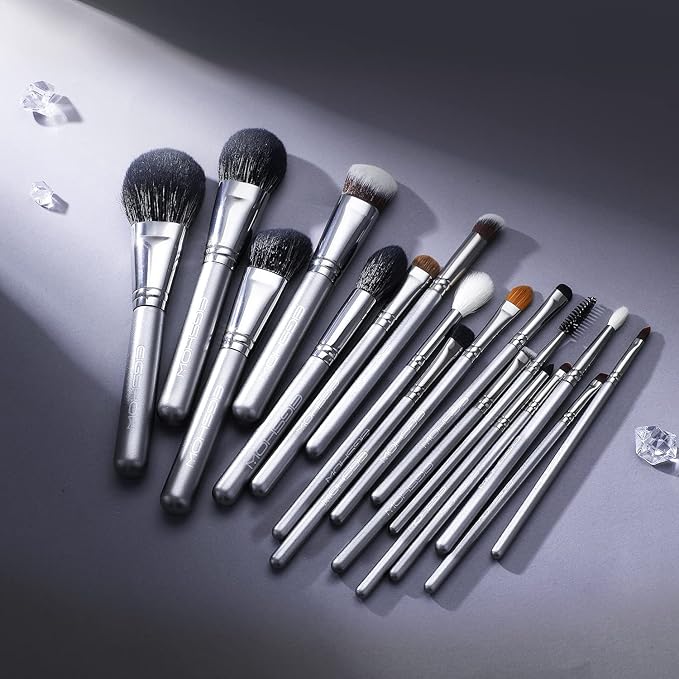 Professional Makeup Brush Set, EIGSHOW High End Makeup Brushes for Foundation Powder Blending Blush Bronzer Eyeliner Eyeshadow with Case (PRO 18pcs Grey)