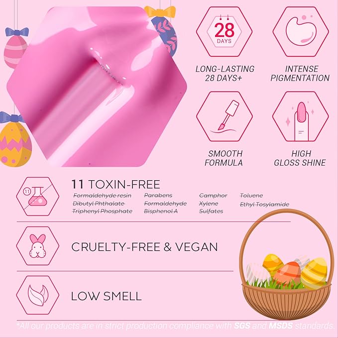 modelones Spring Gel Nail Polisht, 6 Colors Pastel Pink Purple Blue Green Shades Macaron Colors Nail Art Gel Design for Easter Women Girl Nail Lovers Gift Salon DIY