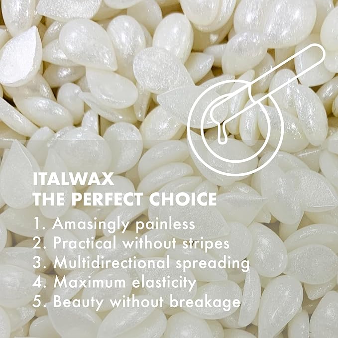 Italwax Top Line Crystal - 750g / 1.65lb - Hard wax beads for hair removal - Unscented - Synthetic formulation ideal for sensitive skins - Recommended for Bikini Area and Armpits