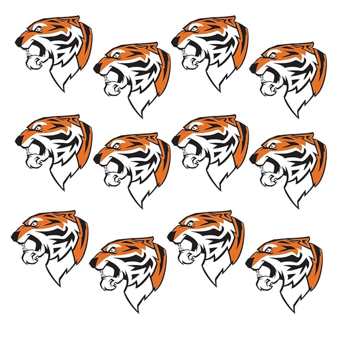 Anderson's 25-Piece Tiger Head Body Decal Set, Tattoos, Cheek Cheers, Fan Gear, Sports Fan Gear,School Spirit, Football Cheerleader Accessories, Homecoming