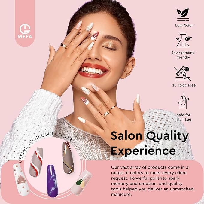 MEFA 47PCS Gel Nail Polish Kit, 42 Colors All Seasons Collection White Nude Pink Colorful Gel Polish Set with 5Pcs Top and Base Coat Primer Manicure Art at Home Salon 7ML Valentines Gifts for Women