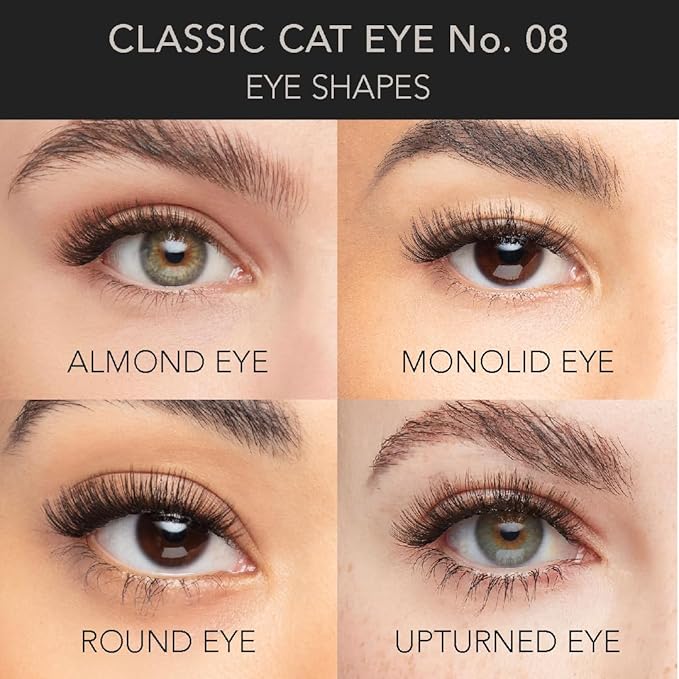 Pro Lash ProWear Professionally Styled Lash Clusters - Easiest to Apply Eyelash Cluster - 10 Day Eyelashes - Waterproof Lashes Clusters - 3 Sets - Classic Cat Eye No. 08 - Black