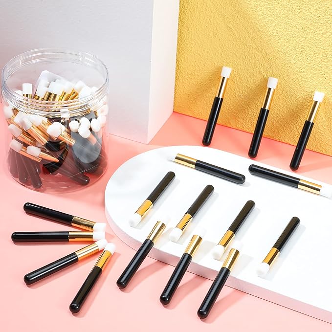 Patelai 60 Pieces Lash Shampoo Brushes with Container, Eyelash Extension Cleansing Brush Nose Pore Cleaning Tool Peel off Blackhead Removing Tool Cosmetic Lash Cleanser Facial Cleansing(Black)