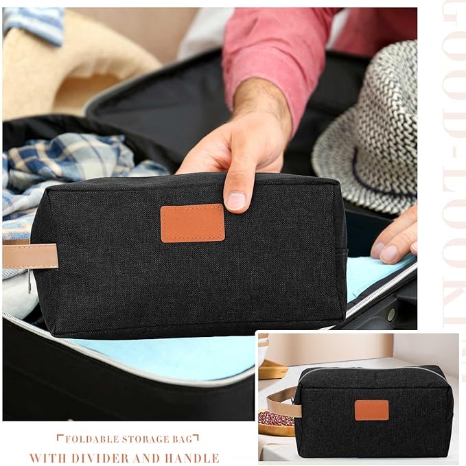 Paterr 8 Pieces Groomsmen Gift Bags Toiletry Bag for Men Hanging Travel Toiletry Bag Water Resistant Shaving Bag Portable Storage Bags Christmas Gifts(Black)