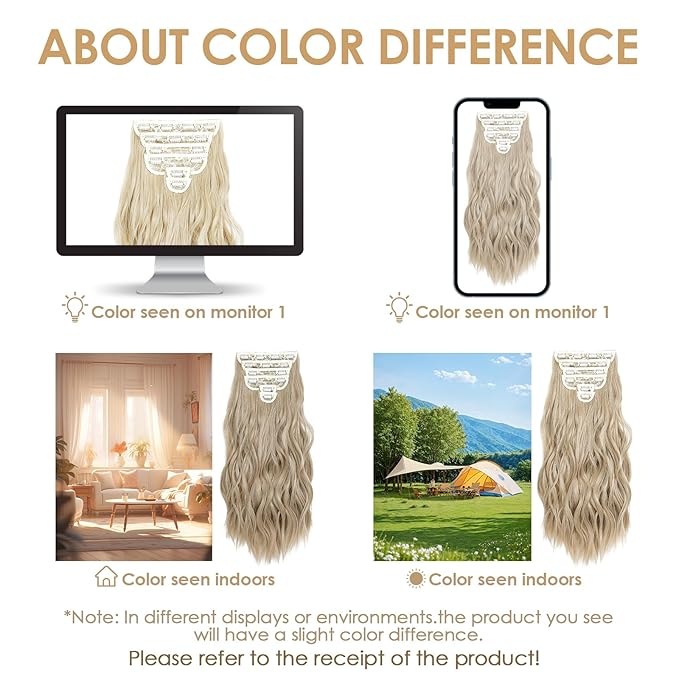 Clip in Hair Extensions for Women - 20 Inch Long Wavy Brown Extensions, 6PCS Light Brown Mix Blonde Hairpieces that Blend Naturally with Your Real Hair (20 Inch, Light Brown Mix Blonde)